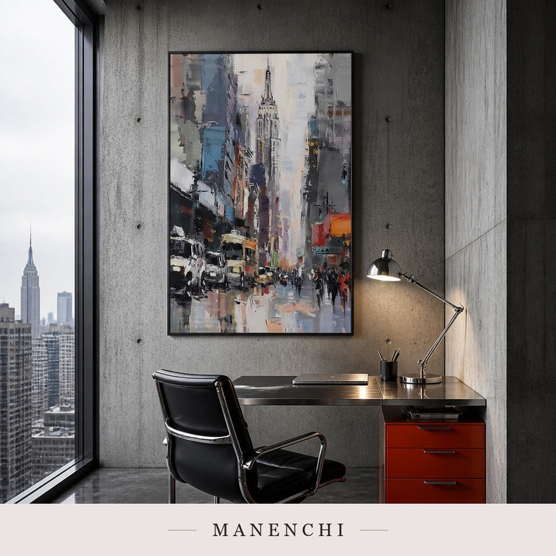 Material Ascent | Contemporary Wall Art - original hand-painted painting by Manenchi, styled in a room setting