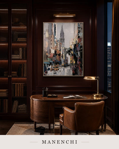 Forged Towers | Contemporary Wall Art - original hand-painted painting by Manenchi, styled in a room setting