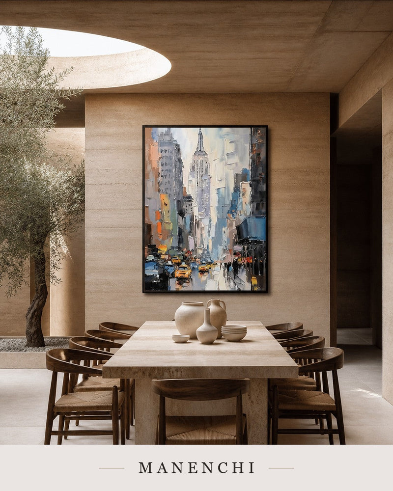 Textural Heights | Contemporary Wall Art - original hand-painted painting by Manenchi, styled in a room setting