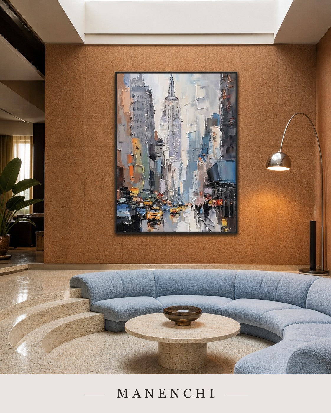 Textural Heights | Contemporary Wall Art - original hand-painted painting by Manenchi, styled in a room setting