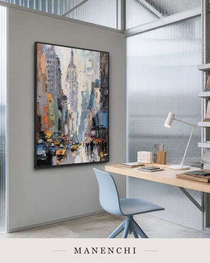 Textural Heights | Contemporary Wall Art - original hand-painted painting by Manenchi, styled in a room setting