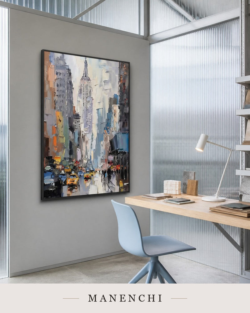 Textural Heights | Contemporary Wall Art - original hand-painted painting by Manenchi, styled in a room setting