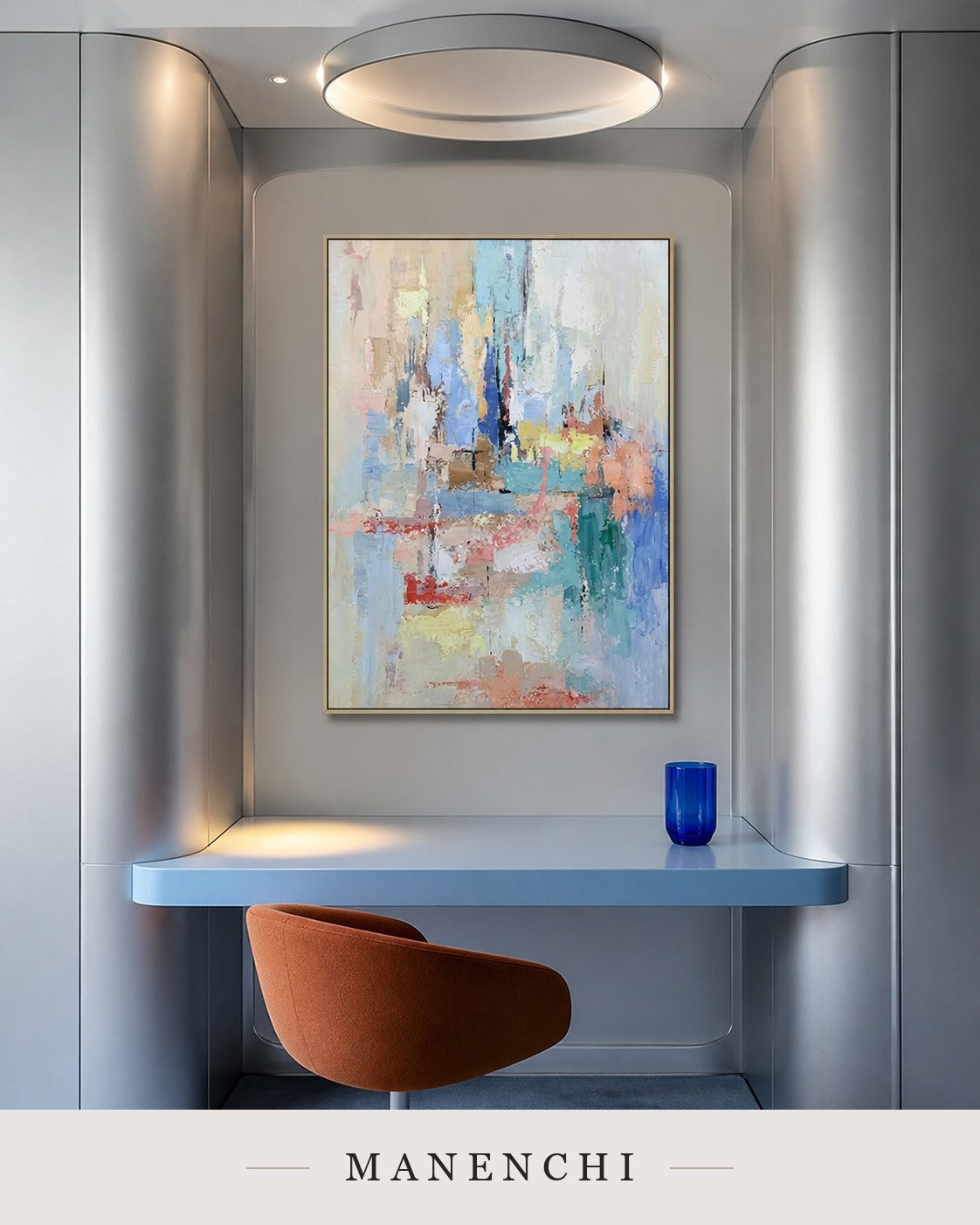 Silent Relief | Contemporary Wall Art - original hand-painted painting by Manenchi, styled in a room setting