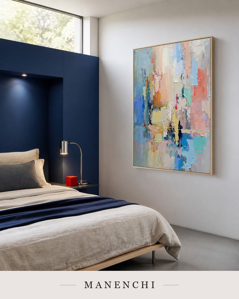Elevated Contours | Contemporary Wall Art - original hand-painted painting by Manenchi, styled in a room setting