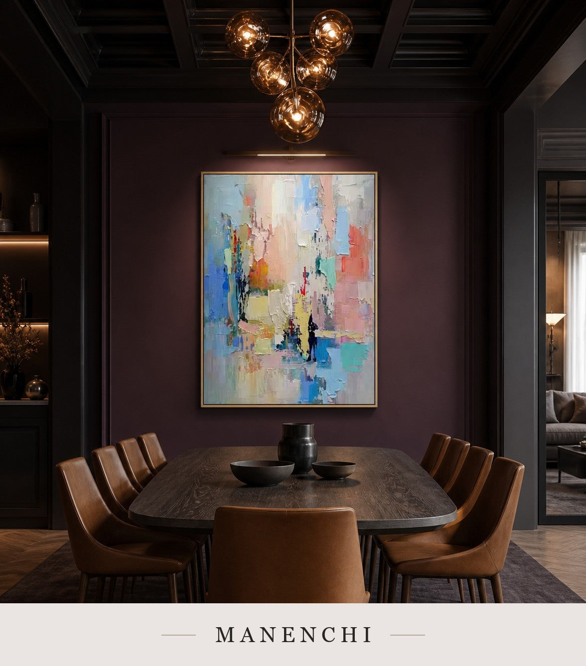 Elevated Contours | Contemporary Wall Art - original hand-painted painting by Manenchi, styled in a room setting