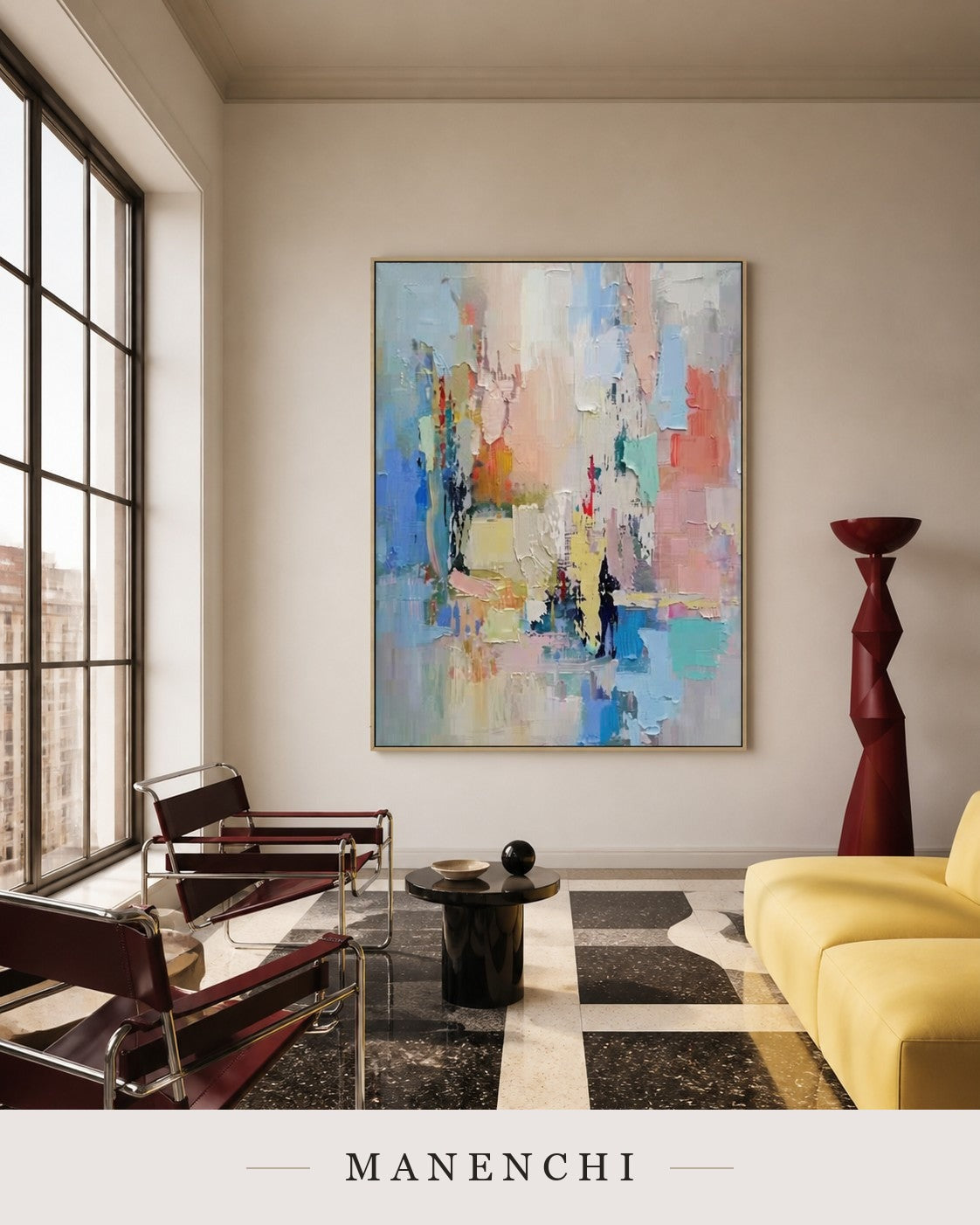 Elevated Contours | Contemporary Wall Art - original hand-painted painting by Manenchi, styled in a room setting