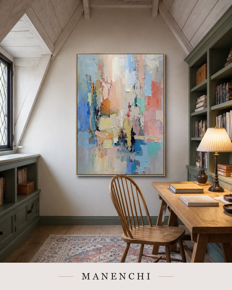 Elevated Contours | Contemporary Wall Art - original hand-painted painting by Manenchi, styled in a room setting