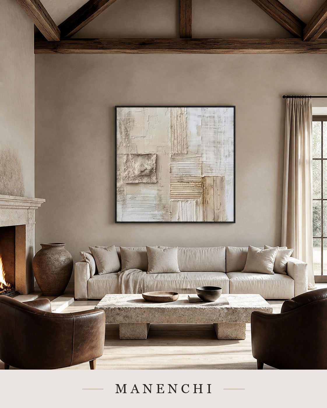 Cast Volumes | Contemporary Wall Art - original hand-painted painting by Manenchi, styled in a room setting