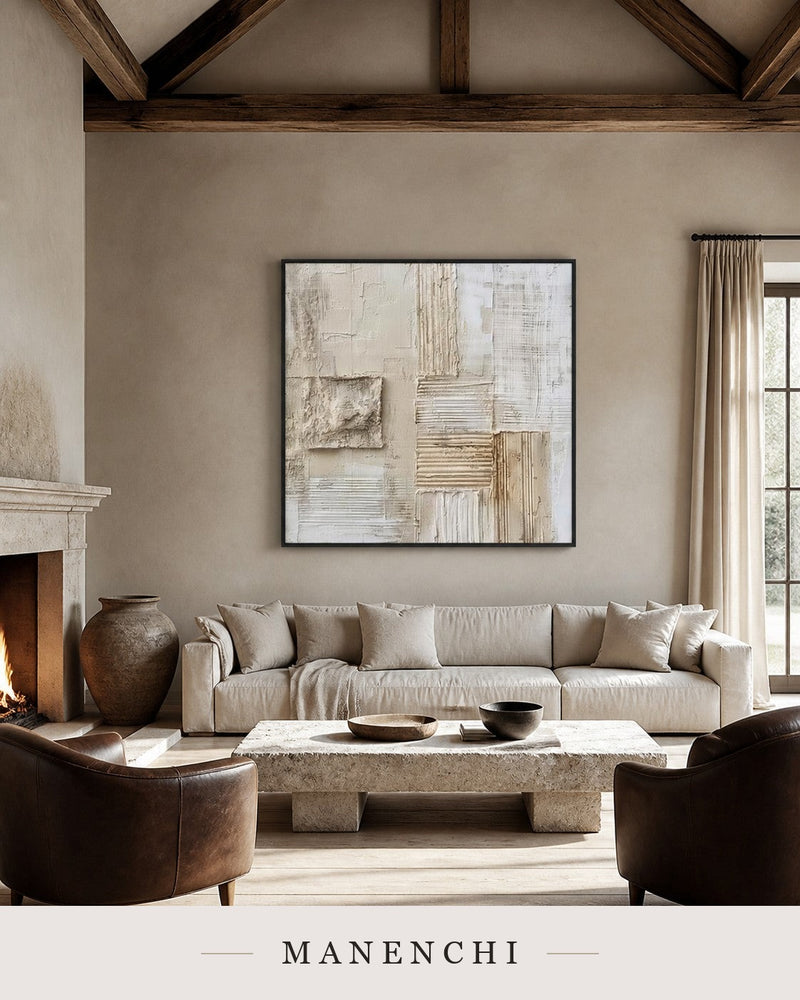 Cast Volumes | Contemporary Wall Art - original hand-painted painting by Manenchi, styled in a room setting