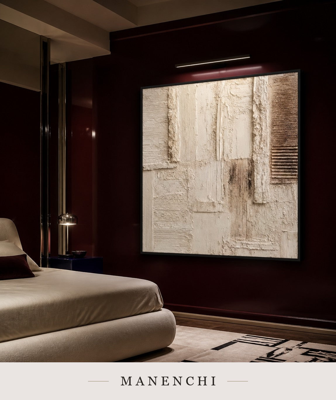 Parchment Folds | Contemporary Wall Art - original hand-painted painting by Manenchi, styled in a room setting