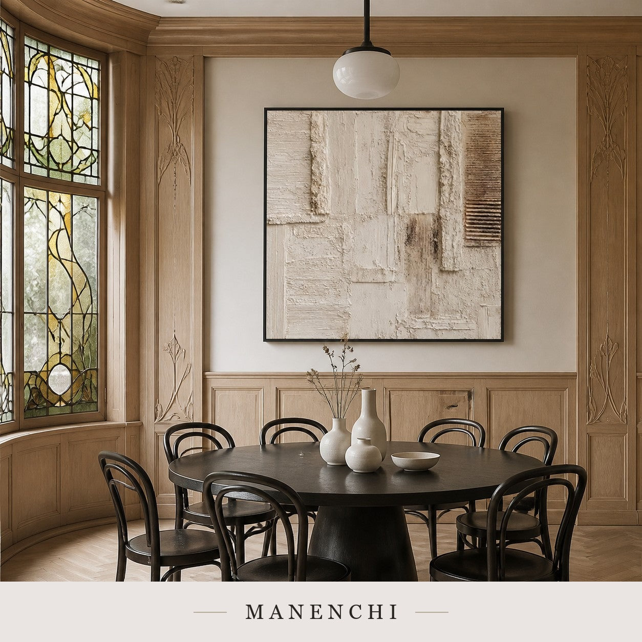 Parchment Folds | Contemporary Wall Art - original hand-painted painting by Manenchi, styled in a room setting