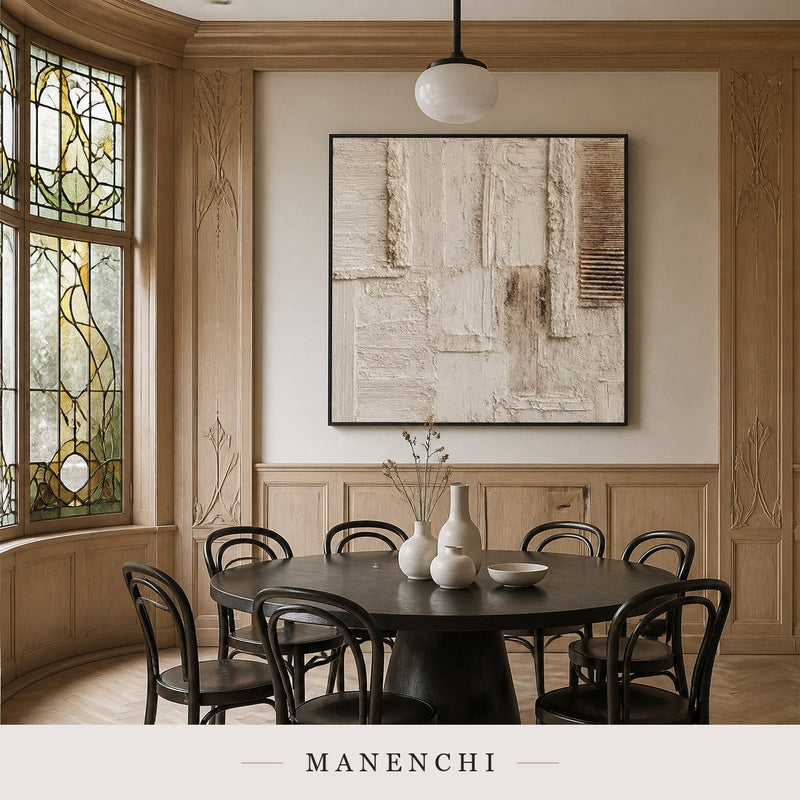 Parchment Folds | Contemporary Wall Art - original hand-painted painting by Manenchi, styled in a room setting