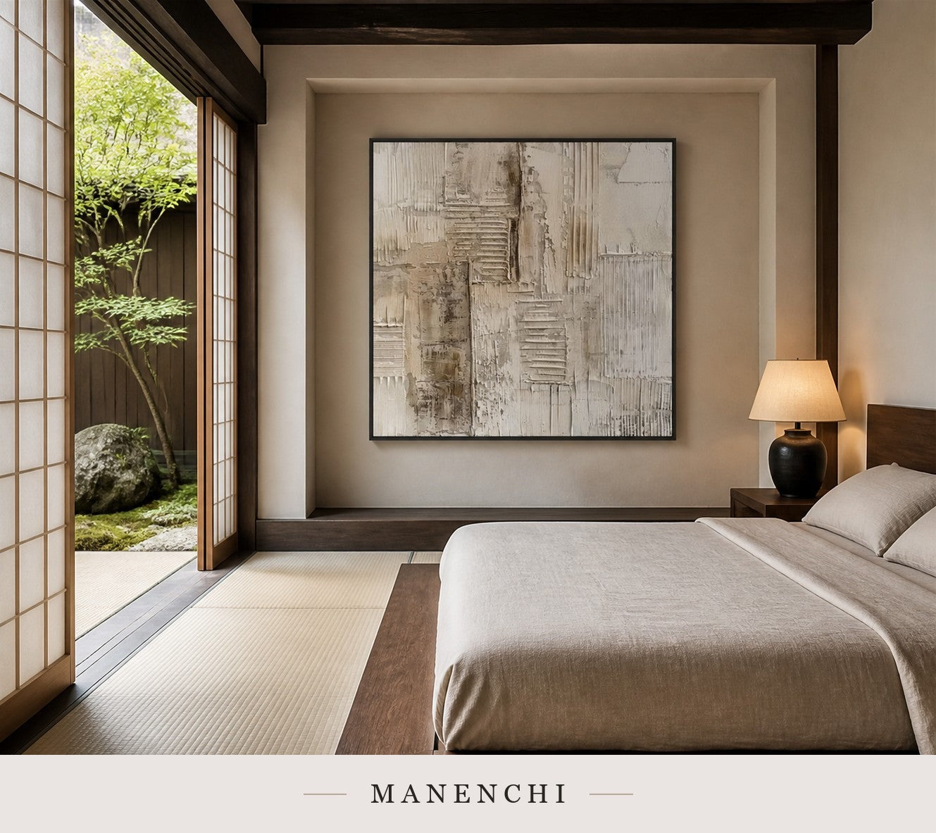 Whisper Forms | Wabi-Sabi Wall Art - original hand-painted painting by Manenchi, styled in a room setting