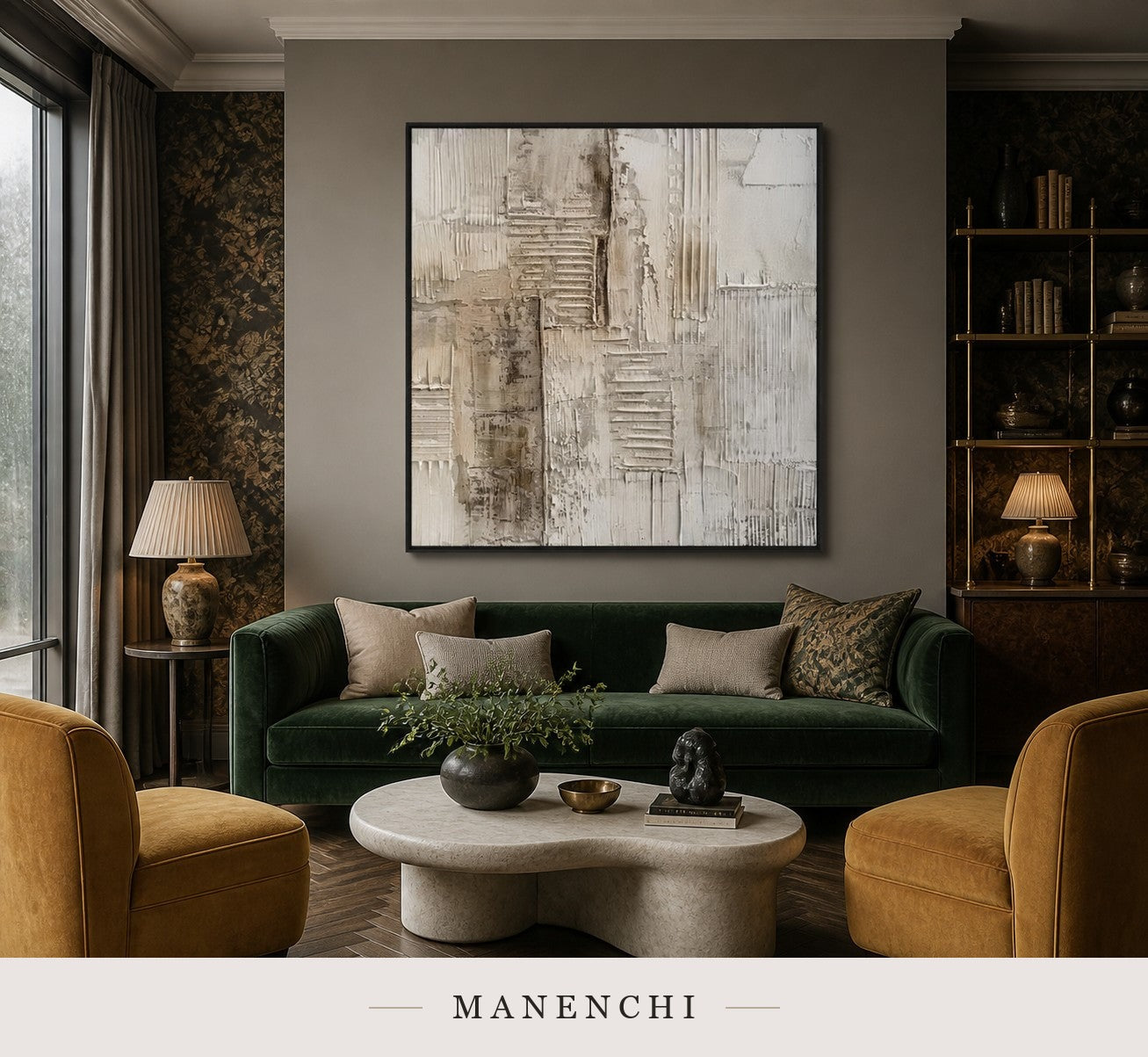 Whisper Forms | Wabi-Sabi Wall Art - original hand-painted painting by Manenchi, styled in a room setting