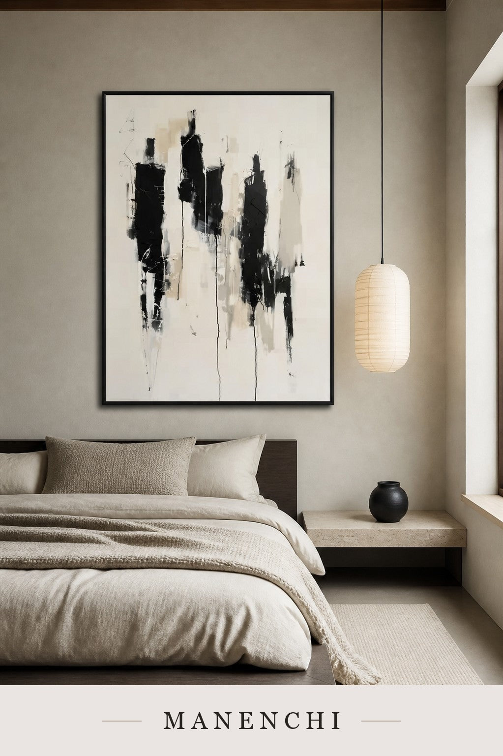 Drifting Forms | Contemporary Wall Art - original hand-painted painting by Manenchi, styled in a room setting