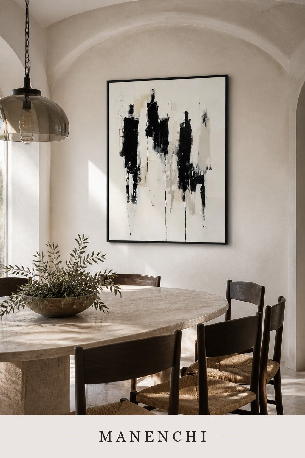 Drifting Forms | Contemporary Wall Art - original hand-painted painting by Manenchi, styled in a room setting