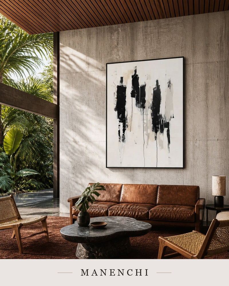 Drifting Forms | Contemporary Wall Art - original hand-painted painting by Manenchi, styled in a room setting