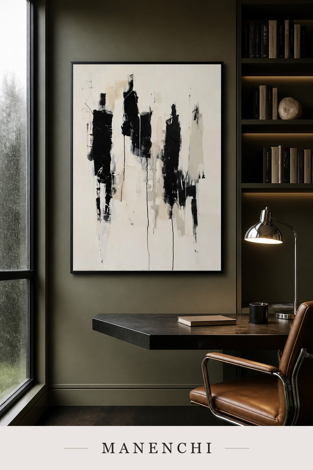 Drifting Forms | Contemporary Wall Art - original hand-painted painting by Manenchi, styled in a room setting