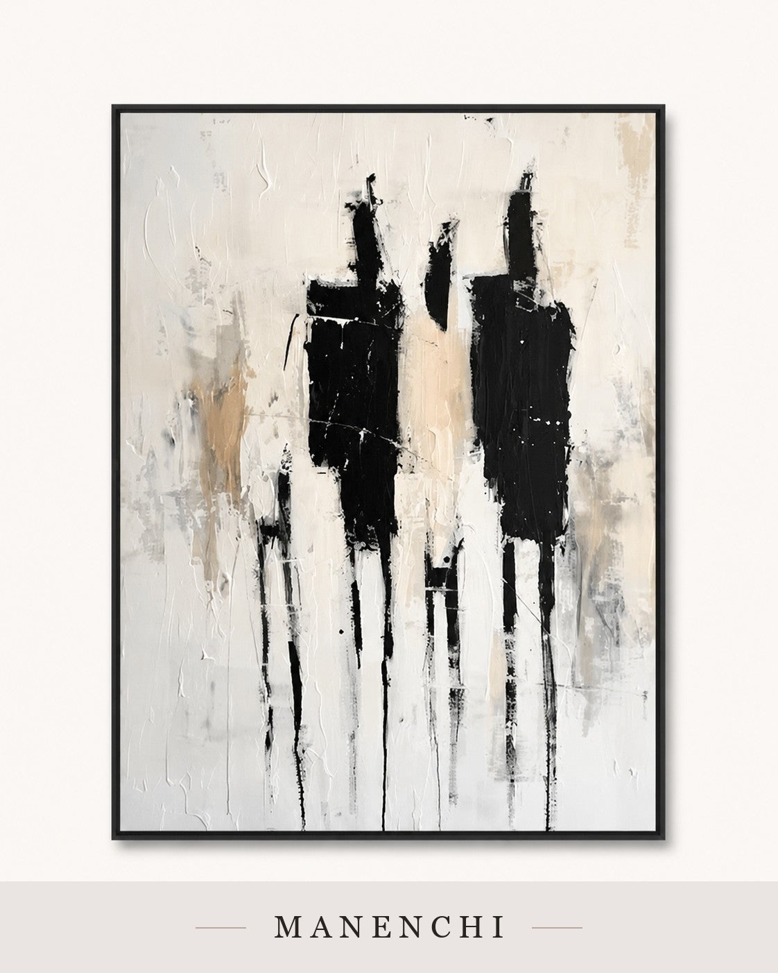 Layered Pillars | Contemporary Wall Art - original hand-painted painting by Manenchi, styled in a room setting