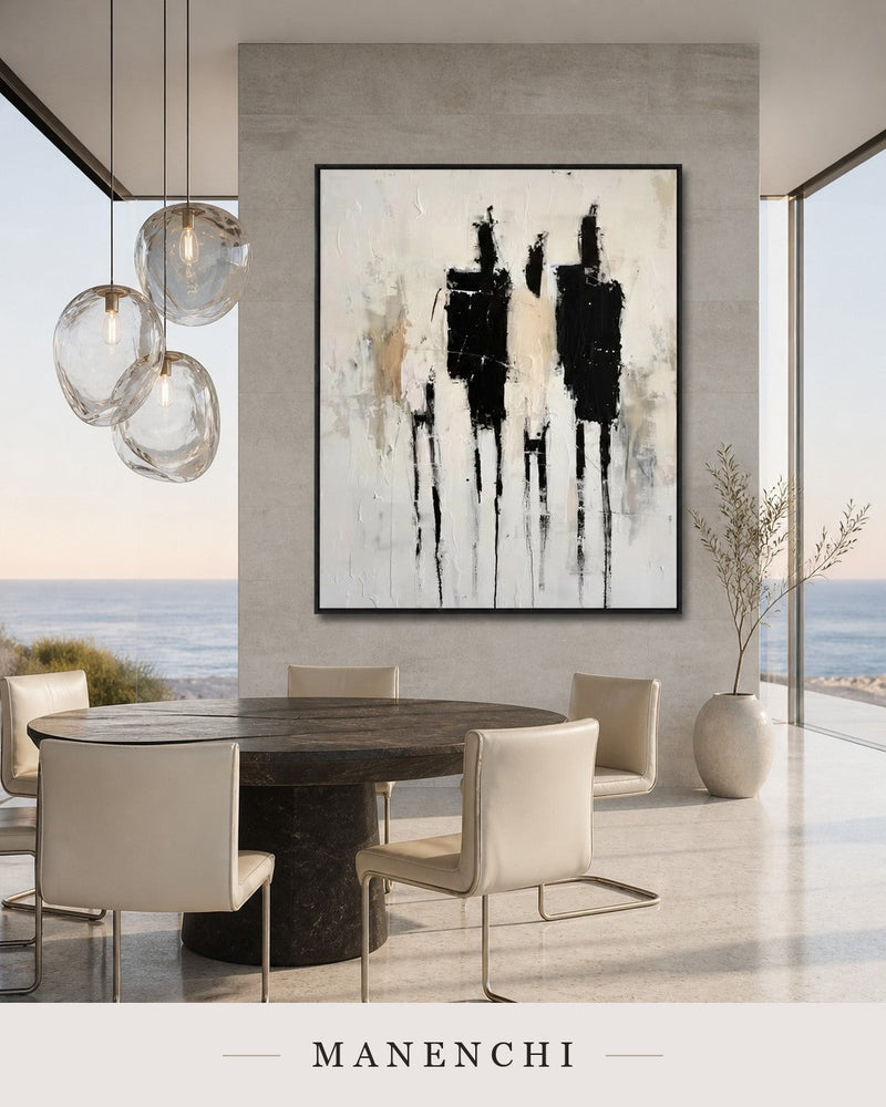 Layered Pillars | Contemporary Wall Art - original hand-painted painting by Manenchi, styled in a room setting