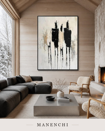 Layered Pillars | Contemporary Wall Art - original hand-painted painting by Manenchi, styled in a room setting