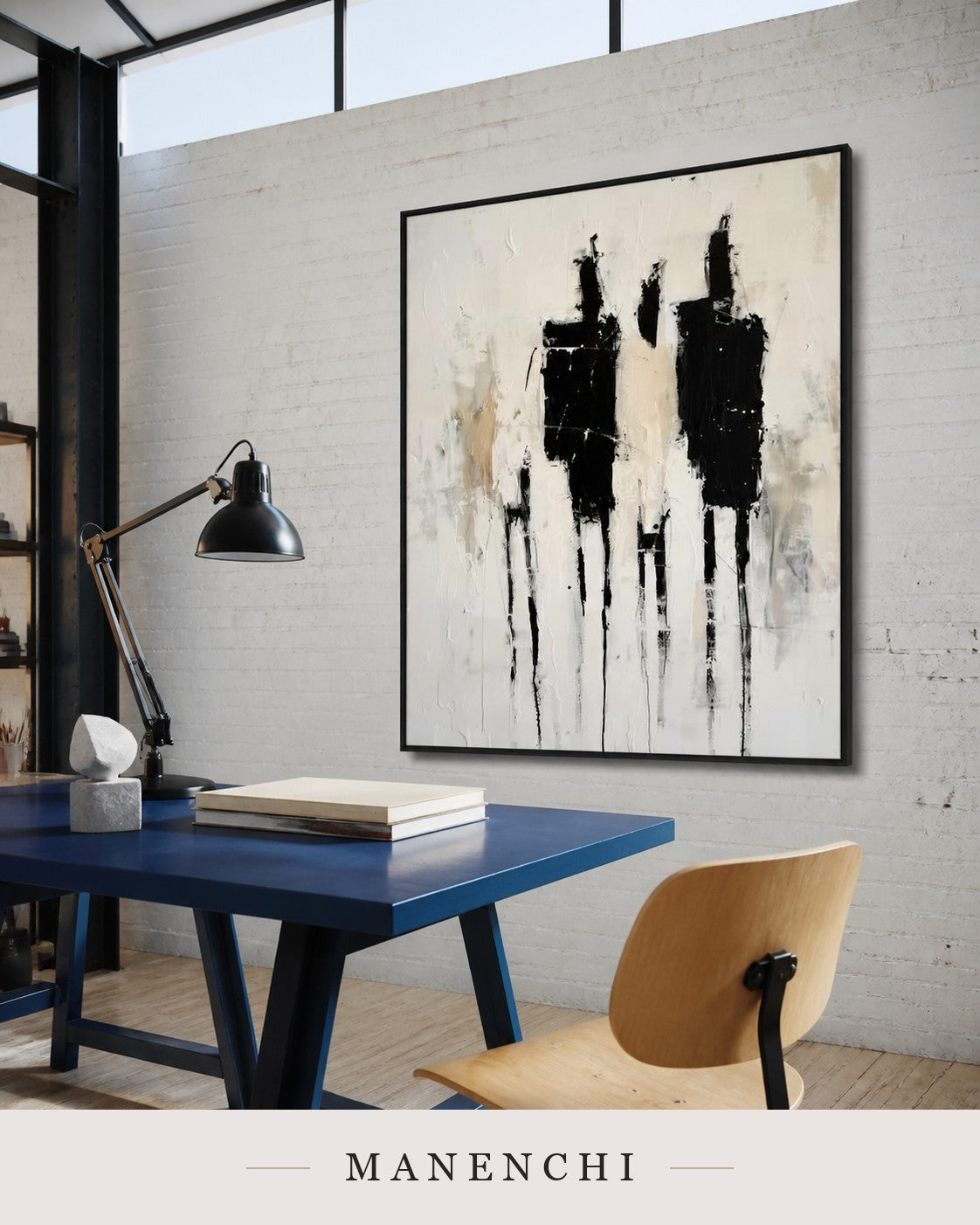 Layered Pillars | Contemporary Wall Art - original hand-painted painting by Manenchi, styled in a room setting