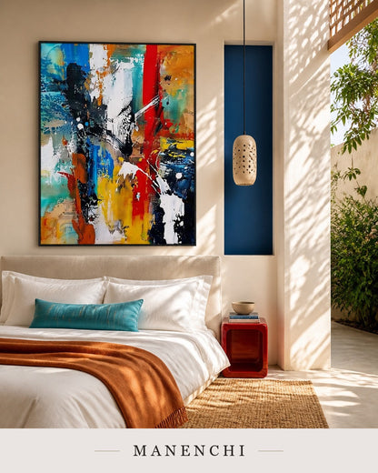 Wrought Mass | Contemporary Wall Art - original hand-painted painting by Manenchi, styled in a room setting