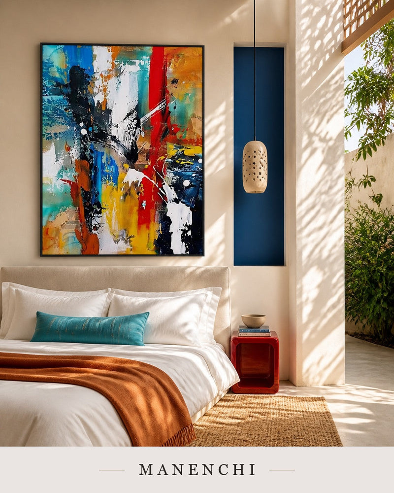 Wrought Mass | Contemporary Wall Art - original hand-painted painting by Manenchi, styled in a room setting