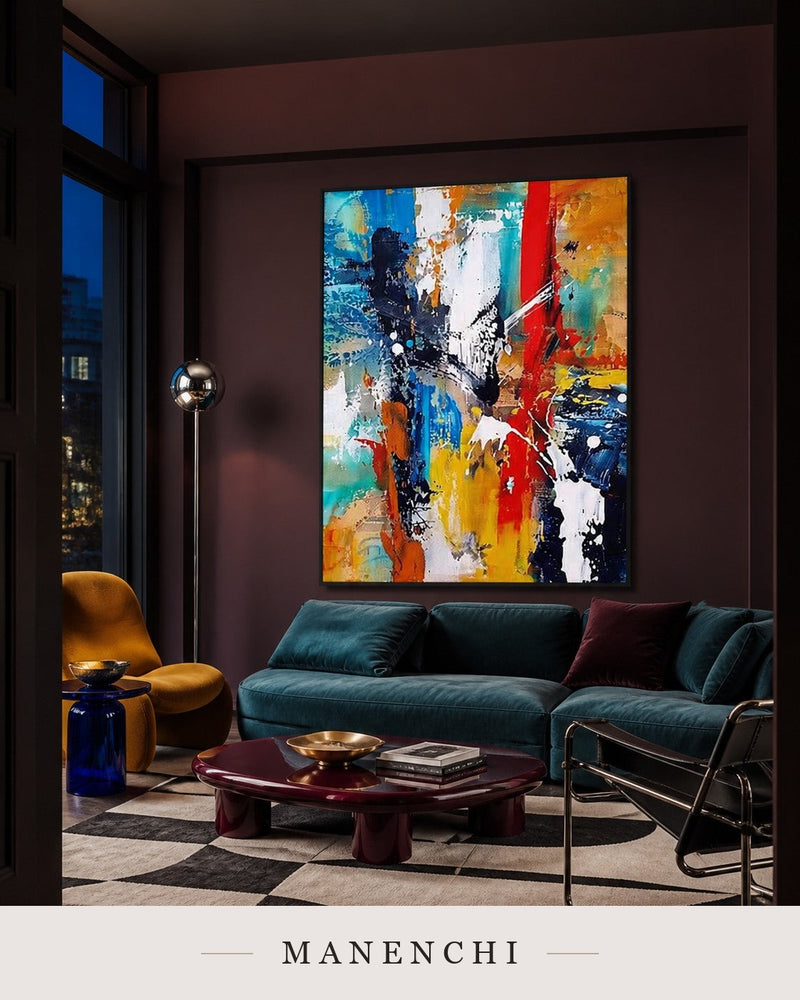 Wrought Mass | Contemporary Wall Art - original hand-painted painting by Manenchi, styled in a room setting