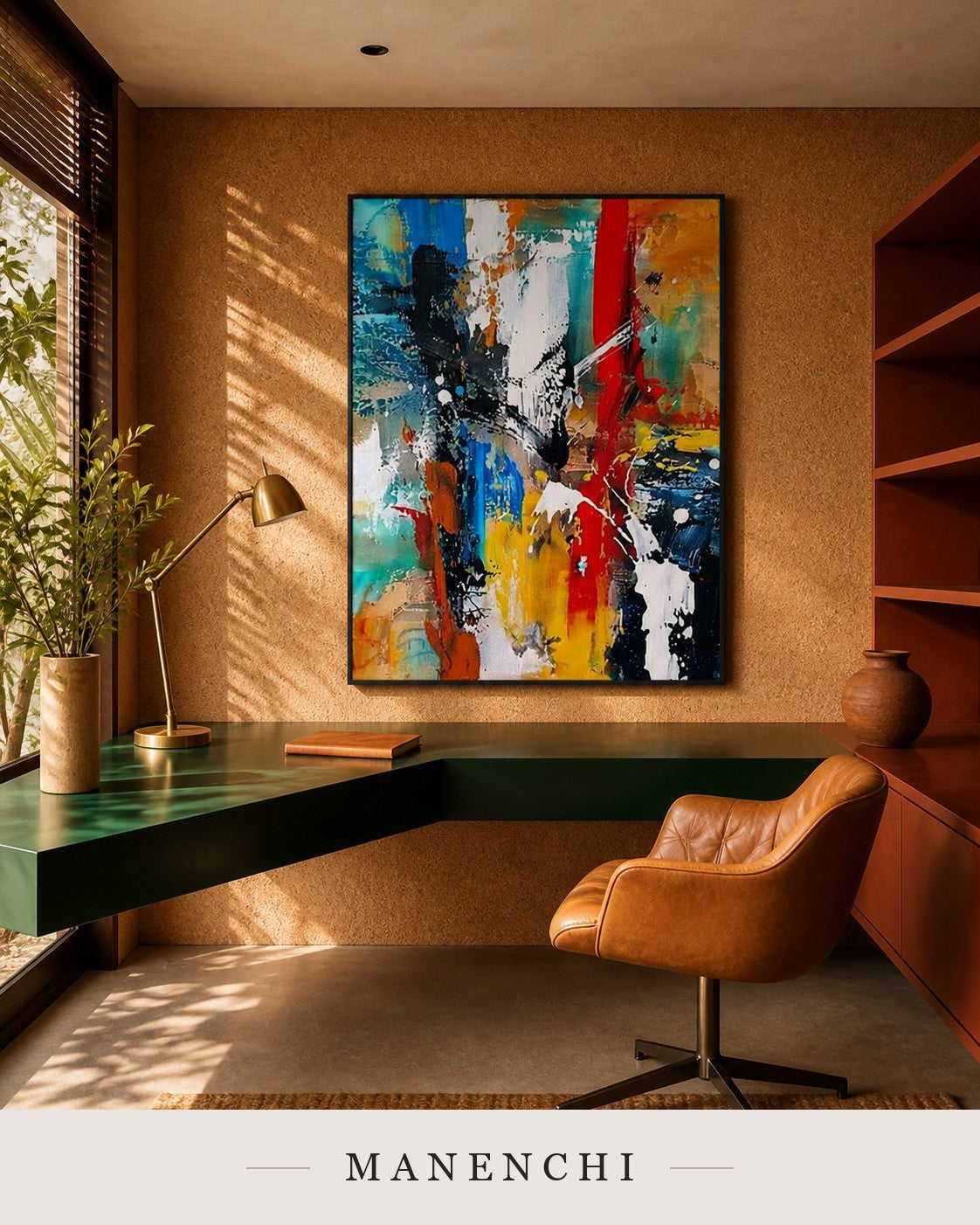 Wrought Mass | Contemporary Wall Art - original hand-painted painting by Manenchi, styled in a room setting