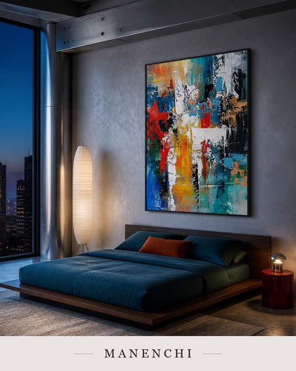 Core Strata | Contemporary Wall Art - original hand-painted painting by Manenchi, styled in a room setting