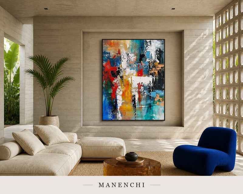 Core Strata | Contemporary Wall Art - original hand-painted painting by Manenchi, styled in a room setting
