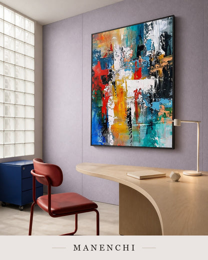 Core Strata | Contemporary Wall Art - original hand-painted painting by Manenchi, styled in a room setting