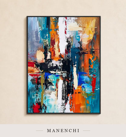 Luminous Undulations | Contemporary Wall Art - original hand-painted painting by Manenchi, styled in a room setting