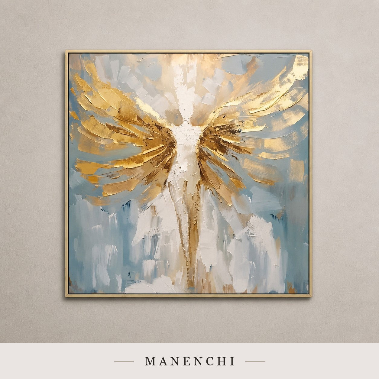 Molten Plumes | Gold Leaf Wall Art - original hand-painted painting by Manenchi, styled in a room setting