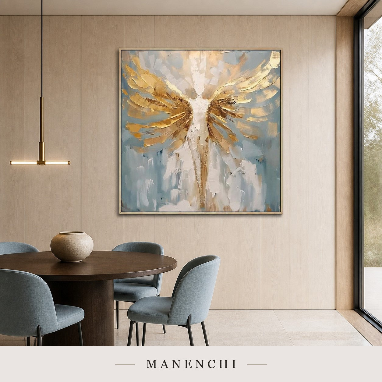 Molten Plumes | Gold Leaf Wall Art - original hand-painted painting by Manenchi, styled in a room setting