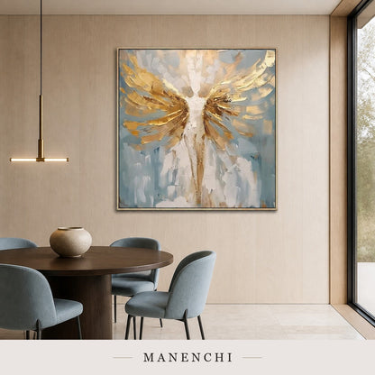 Molten Plumes | Gold Leaf Wall Art - original hand-painted painting by Manenchi, styled in a room setting