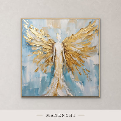 Celestial Radiance | Gold Leaf Wall Art - original hand-painted painting by Manenchi, styled in a room setting