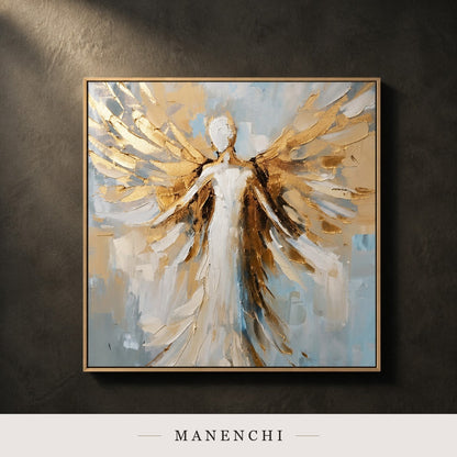 Sculpted Flight | Gold Leaf Wall Art - original hand-painted painting by Manenchi, styled in a room setting