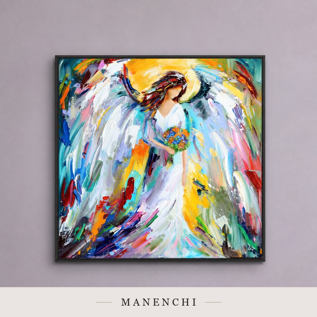 Rippled Light | Contemporary Wall Art - original hand-painted painting by Manenchi, styled in a room setting
