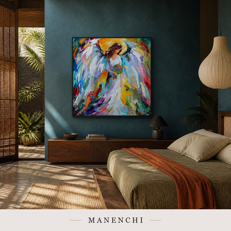 Rippled Light | Contemporary Wall Art - original hand-painted painting by Manenchi, styled in a room setting