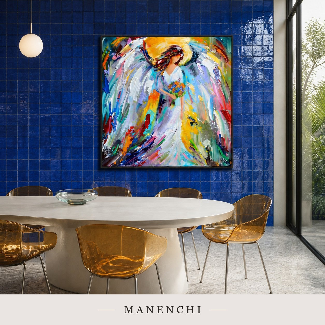 Rippled Light | Contemporary Wall Art - original hand-painted painting by Manenchi, styled in a room setting