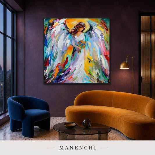 Rippled Light | Contemporary Wall Art - original hand-painted painting by Manenchi, styled in a room setting