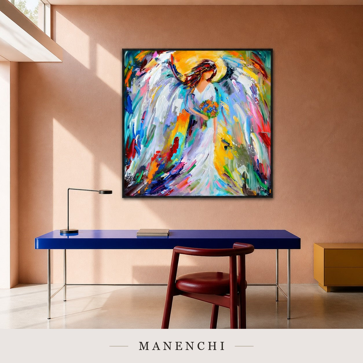 Rippled Light | Contemporary Wall Art - original hand-painted painting by Manenchi, styled in a room setting
