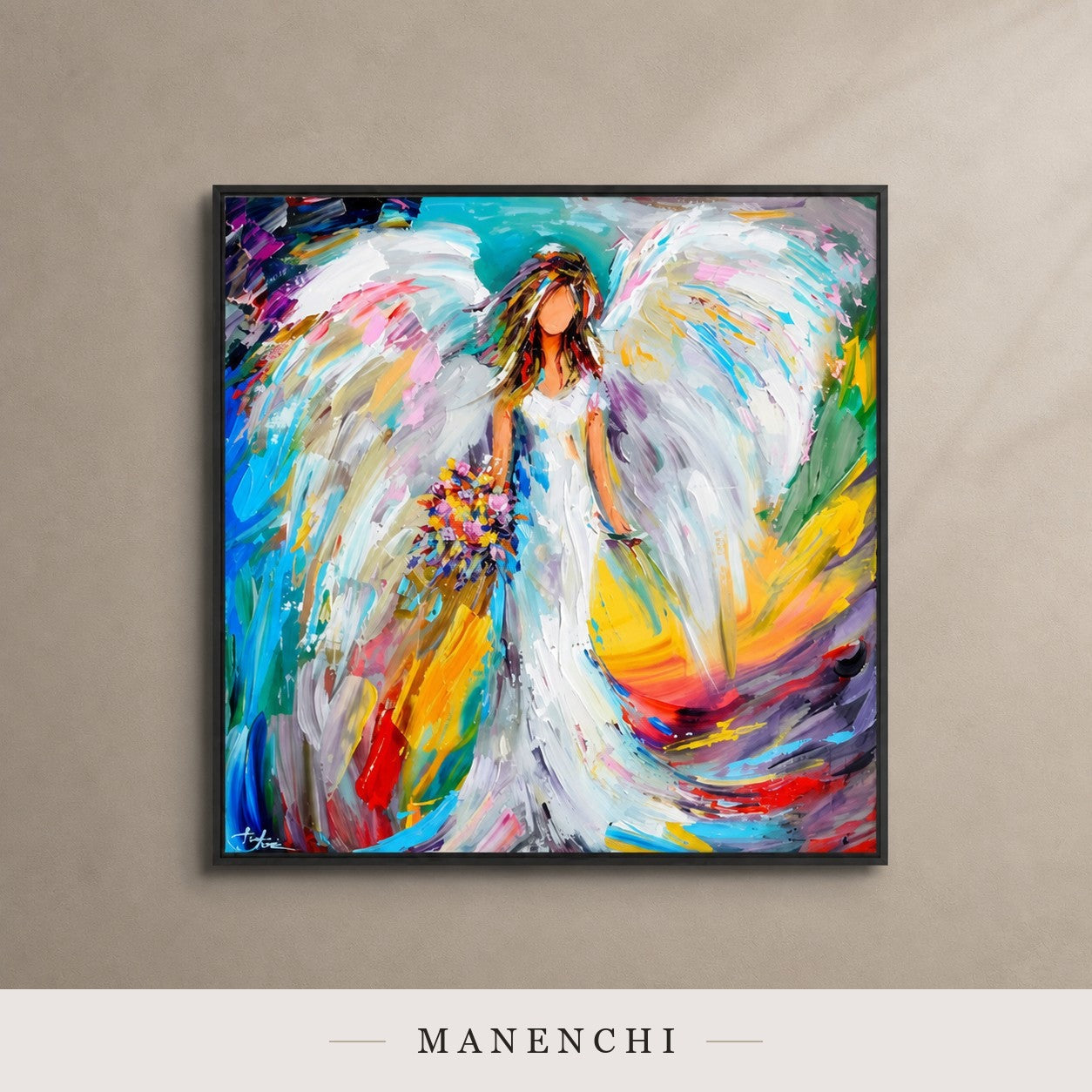 Ethereal Swell | Contemporary Wall Art - original hand-painted painting by Manenchi, styled in a room setting