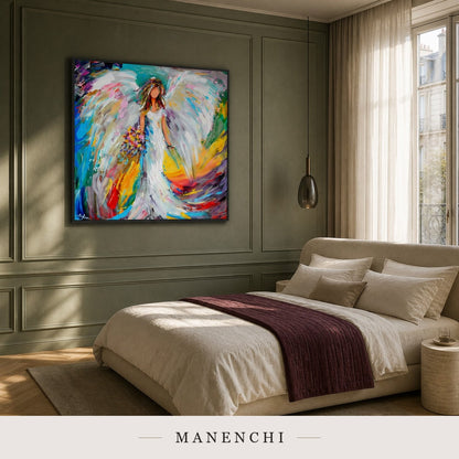 Ethereal Swell | Contemporary Wall Art - original hand-painted painting by Manenchi, styled in a room setting