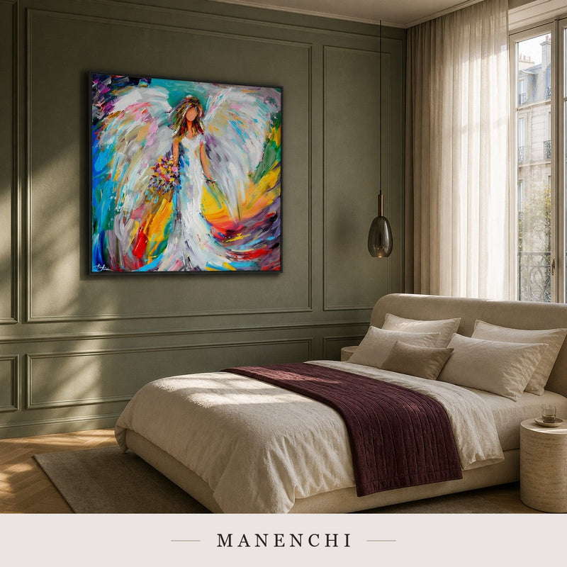 Ethereal Swell | Contemporary Wall Art - original hand-painted painting by Manenchi, styled in a room setting