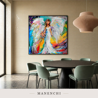 Ethereal Swell | Contemporary Wall Art - original hand-painted painting by Manenchi, styled in a room setting