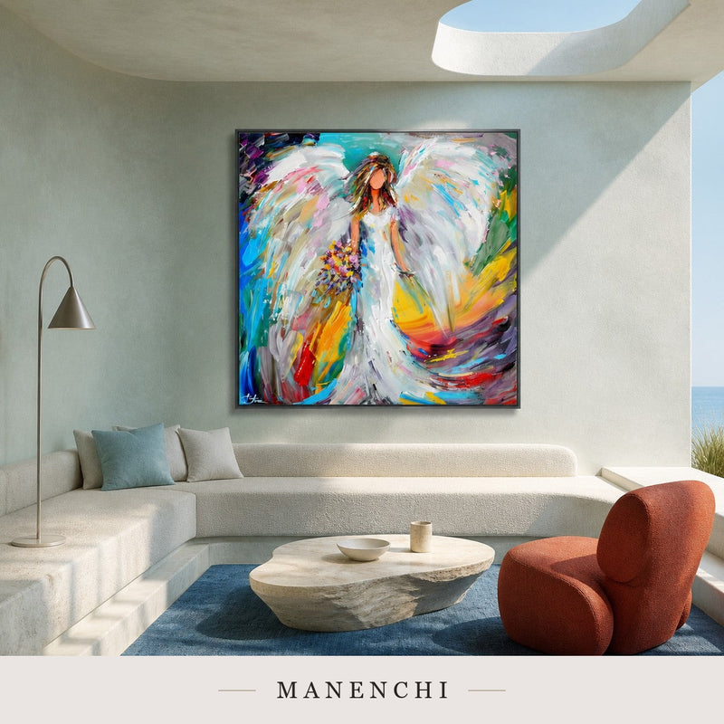 Ethereal Swell | Contemporary Wall Art - original hand-painted painting by Manenchi, styled in a room setting