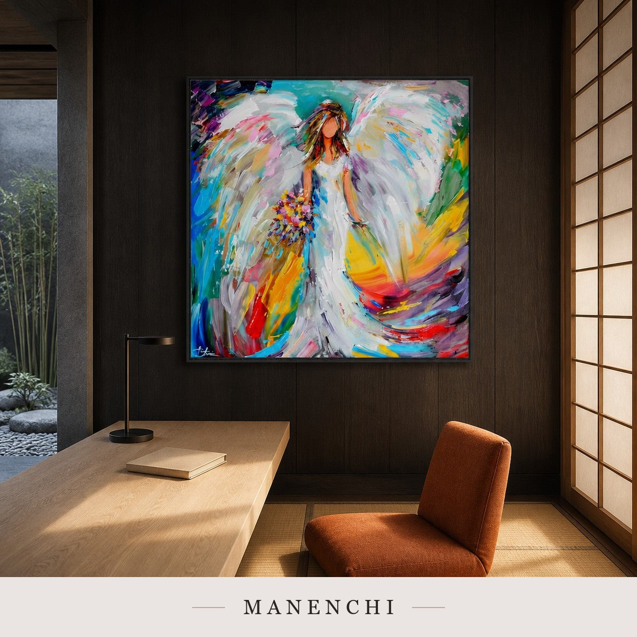 Ethereal Swell | Contemporary Wall Art - original hand-painted painting by Manenchi, styled in a room setting